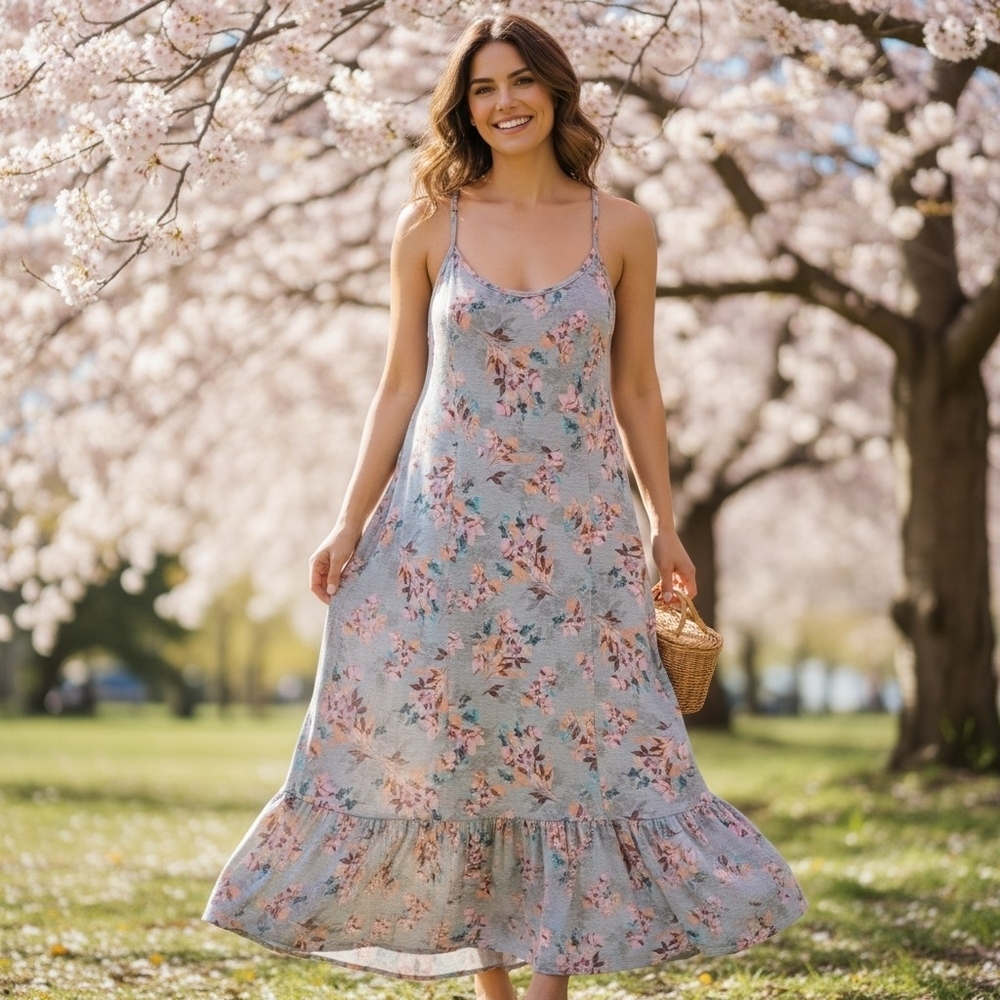 torrid Blue Floral Maxi Dress with Ruffle Hem